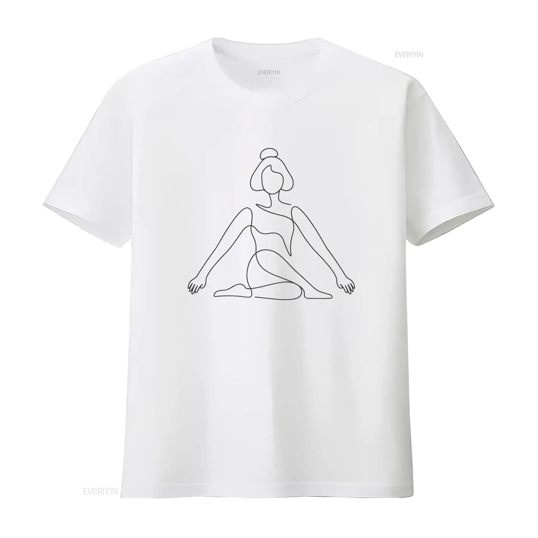 Zen Yoga Fitness - Tek Satır Yoga Pozu Tişörtü minimalist