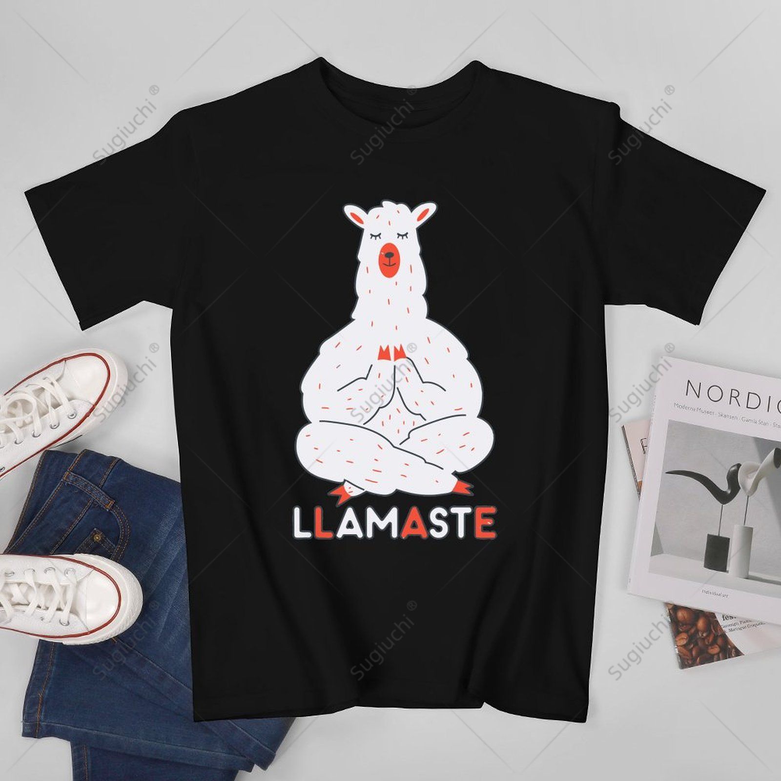 Zen Yoga Fitness - Unisex Erkek Llamaste Komik Zen Alpaka